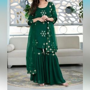 Forest green Sharara set - Label Shaurya Sanadhya
